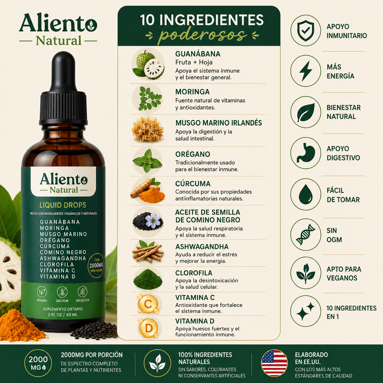 Gotas de Musgo de Mar para la Salud Intestinal y la Barriga Plana